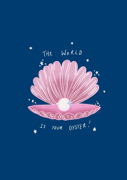 Cute Congratulations Card - The World is Your Oyster created by AmySrvc Illustration