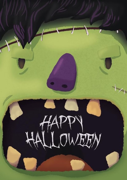 Spooky & Funny Halloween Card - Happy Halloween - Scary & Cute Frankenstein created by Gravn Media