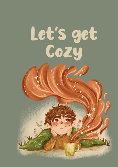 Let’s get cosy card - Autumn - Nice day card - Kids illustration created by Ilona Ro - Illustrations