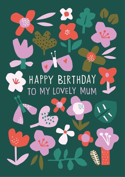 Cute birthday card for mum with flowers and butterflies created by Dawn Machell