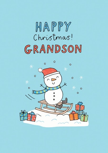 Cute Christmas card for your Grandson - Happy Christmas! Grandson created by Jenny Seddon