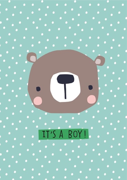 Cute Little Bear card to welcome a new baby boy into the world. created by Dawn Machell