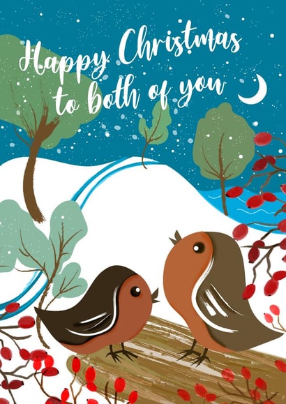 Cute Robins Christmas Wishes - To Both of you created by daminidesigns