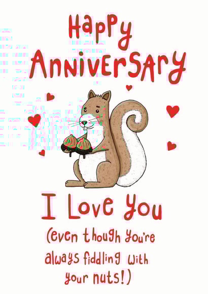 Anniversary nut fiddler - funny anniversary card - rude anniversary card created by Martyn Scribbler Illustration