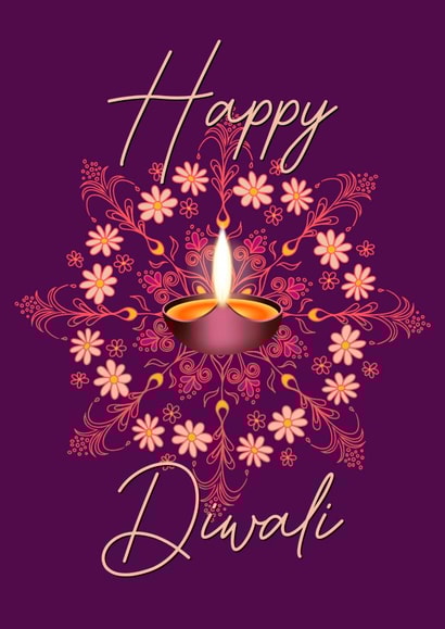 Happy Diwali Hindu festival of light card created by The Girl Next Draw Cards