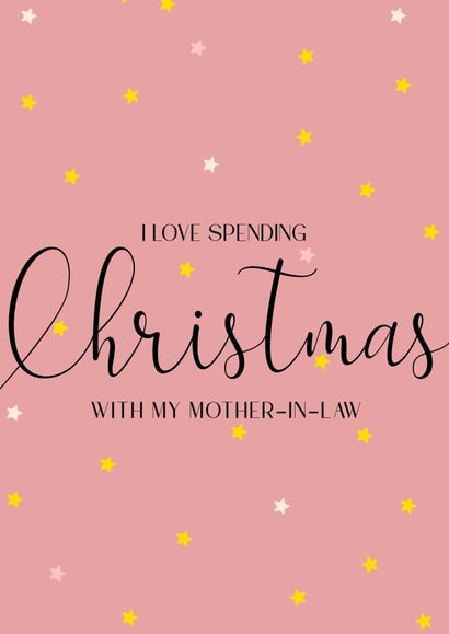 Mother-In-Law Christmas Card - Love - Time Together - Calligraphy and stars created by Lisa Anne