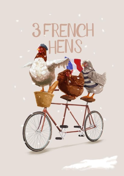 Funny Christmas Carol Card - Three French Hens created by Fasanian Artistry