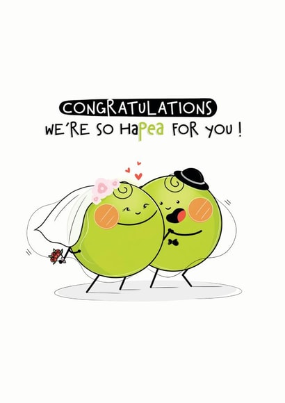 Cute wedding congratulations card - punny wedding card - Hapea Couple created by CreateDesigns by Shaista Parveen