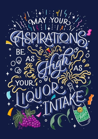 Funny Motivational Card For Alcoholic Friend - Celebratory Lettering Card created by Leah Chong - Leah Design