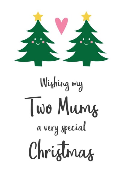 A cute two Mums Christmas card from the kids, for same sex parents - 2 mothers created by Hello Fridays Studio
