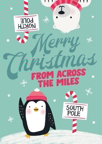 Merry Christmas from across the miles - cute Christmas card for friends afar created by Eskimo Kiss Designs