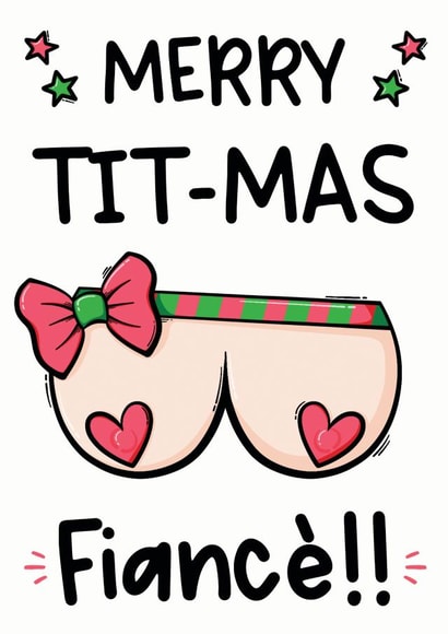 Cheeky Fiance Christmas Card - Boobs - Merry Tit-mas - Lesbian Christmas Card created by The Laughing Sloth