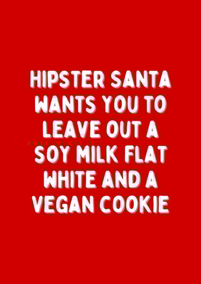 Hipster vegan Santa - funny Christmas card created by Meg's Creative Outlet