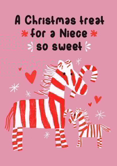 A Cute Christmas Card For Niece- Zebras & Candy Canes created by @squiggleinthecity