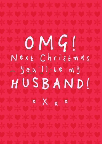 Cute Christmas card for fiancé - Next year you'll be my husband created by Bow & Bell