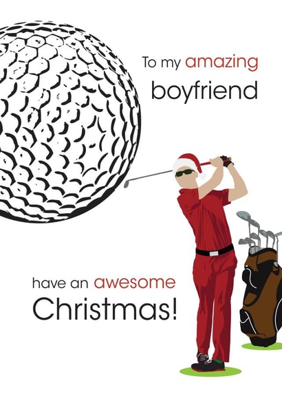 Golf Christmas Card For Boyfriend - Golfing Santa - Have An Awesome Christmas created by Jackie Ponwaye Design
