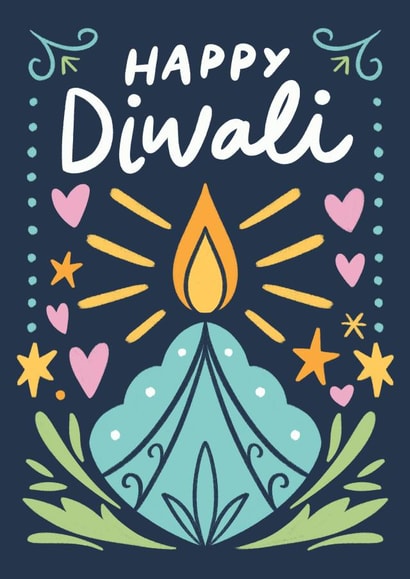 Happy Diwali with diya candle created by Natalia Gonzalez