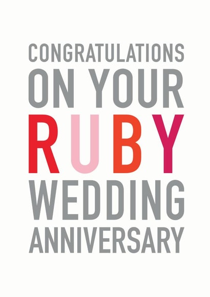 Anniversary Card - Ruby Wedding - 40 Years created by Studio 9