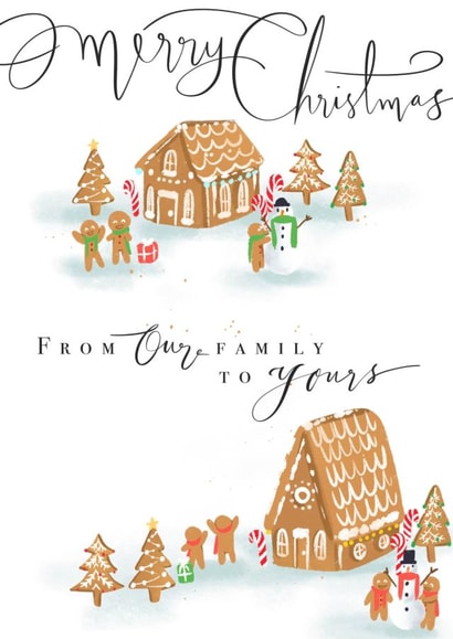Gingerbread family Christmas card created by Emily Hline Illustration