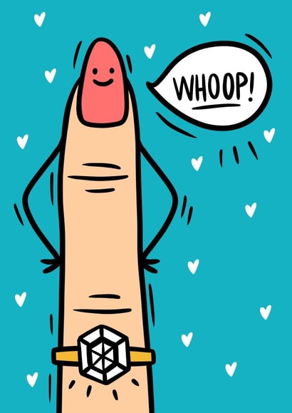 Funny finger engagement card - whoop! Silly fun card for couples created by Duck & Mustard