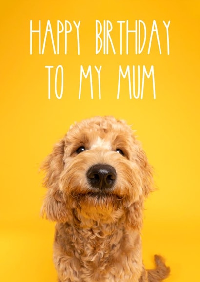 Super cute Goldendoodle Birthday Card for Mum created by The Yorkshire Pawtrait Co.