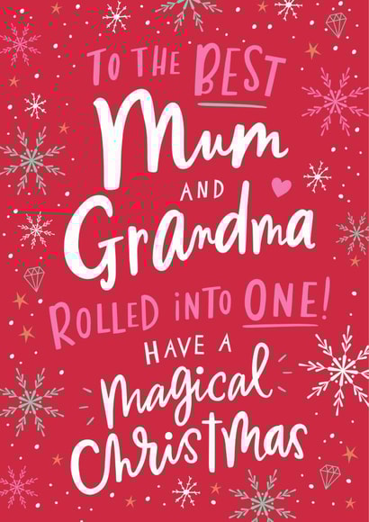 Modern Christmas Card for a loved Mum and Grandma rolled into one created by Dotty Black