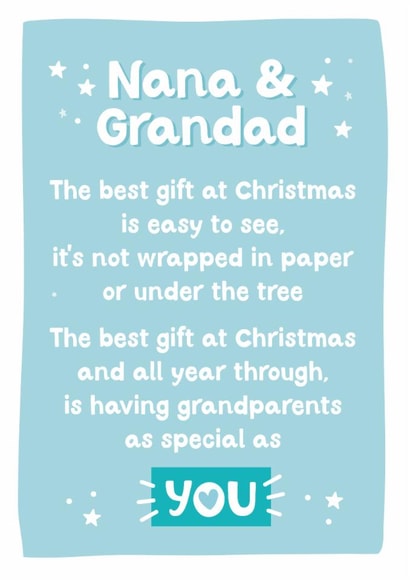 Cute Special Nana and Grandad Christmas Card from the grandkids created by Percy & Pearl