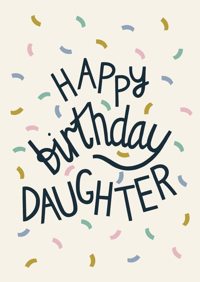 Happy Birthday Daughter - Pretty Pastel Confetti Card for Daughter created by Christine Cuddihy Illustration