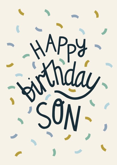 Happy Birthday Son - Cool Pastel Confetti Card for Son created by Christine Cuddihy Illustration