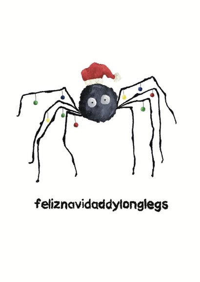 Cute Quirky Christmas Card - Feliznavidaddylonglegs created by Flockadoodle