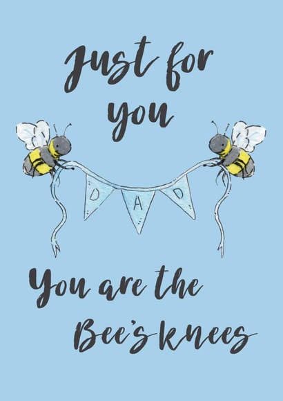 Cute Bee Birthday Or Fathers Day Card - Tell Him He's The Bee's Knees created by Helen Morgan Illustration