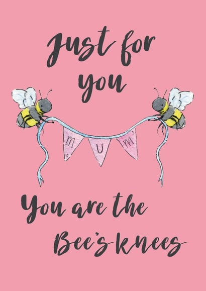 Cute Bee Birthday Or Mothers Day Card - Tell Her She's The Bee's Knees created by Helen Morgan Illustration