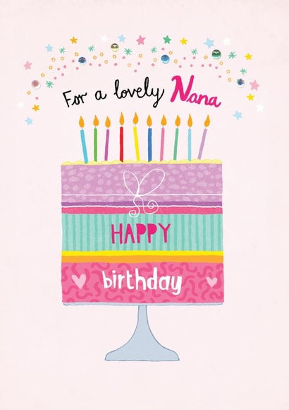 Illustrated Birthday cake card for Nana created by Pencilface