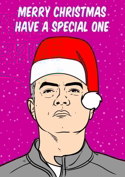 Funny Christmas card featuring football manager, José Mourinho created by Graham Sanders