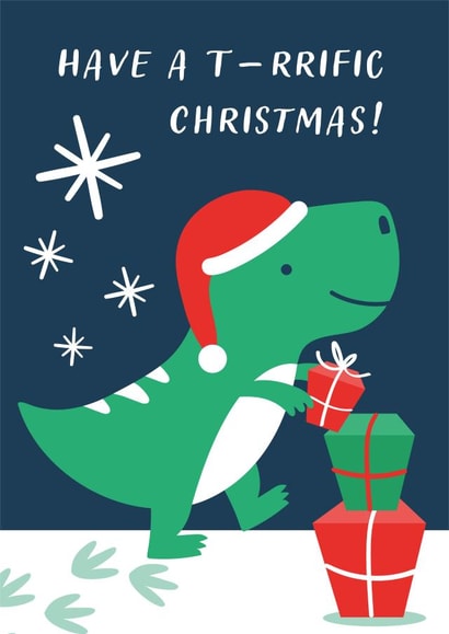 Have a T-rrific Christmas - Grandchild- Cute T-Rex created by Dinky Rouge