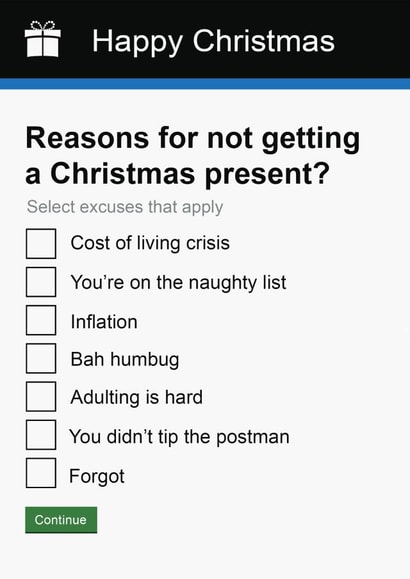 Christmas Card | Cheeky | Funny | Government Gateway Form created by Pottsy Prints
