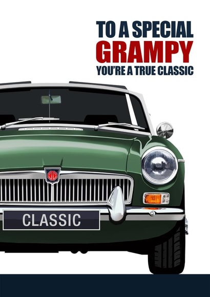 MGB SPECIAL GRAMPY CLASSIC CAR Greetings Card created by RetroMotion Artwork