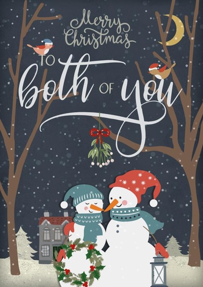 Cute Christmas card for any couple - To the Both of You - Snowman Snowlady created by Bliss 