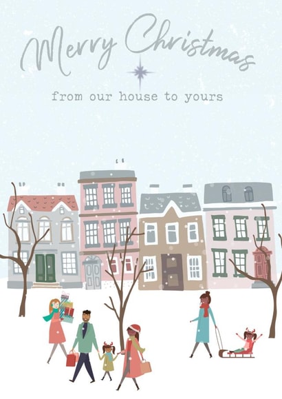 Pretty Christmas card - Winter street scene - for any household created by Bliss