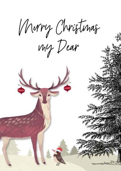 Pretty Christmas card for your partner - reindeer created by Bliss