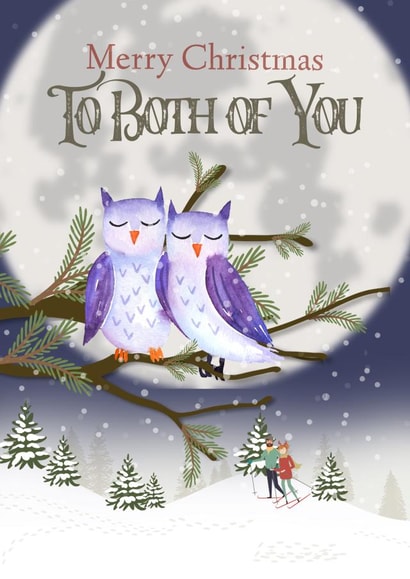 Cute winters night scene Christmas card for any couple created by Bliss 
