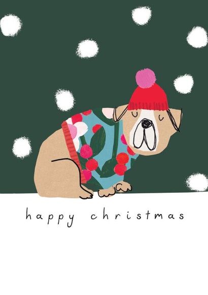 Cute dog christmas card for animal lovers created by Stop the Clock Design