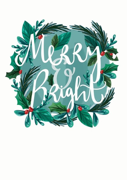 Merry and Bright Christmas card created by Lucy Duckham Illustration