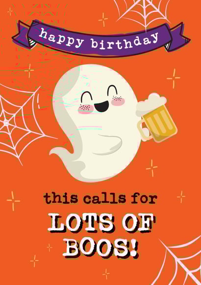 Funny October Birthday Card - Ghost, Booze, Alcohol created by Mrs Best Paper Co.