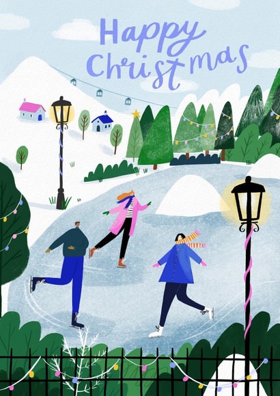 Happy Christmas, Ice Skaters created by Jessica Smith Illustration 