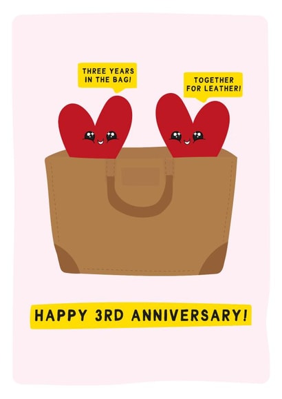 Happy 3rd Wedding Anniversary - Funny Anniversary Card - Leather Anniversary created by Gem Draws Stuff