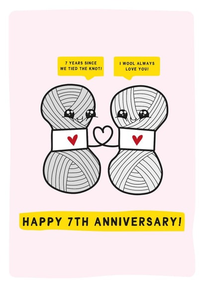 7th Anniversary Card - Wool Anniversary Card - Funny Anniversary created by Gem Draws Stuff