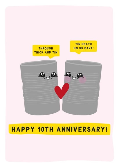 Happy 10th Wedding Anniversary - Funny Anniversary Card - Tin Anniversary created by Gem Draws Stuff