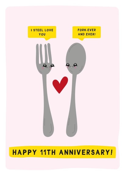 Funny 11th Wedding Anniversary Card - I steel love you - Steel Anniversary created by Gem Draws Stuff