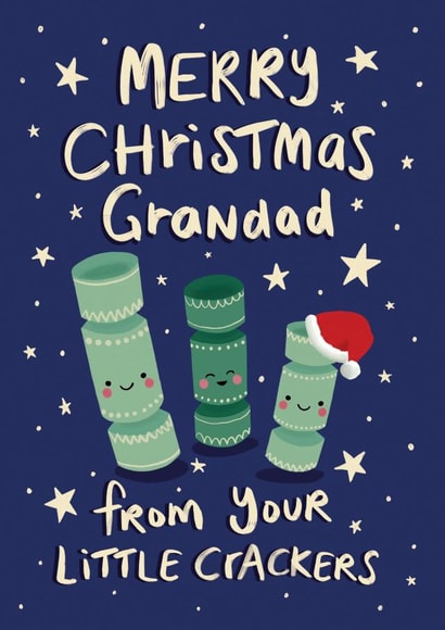 Cute Christmas Card for Grandad - from the grand kids - Three Little Crackers created by Tilly Bean Loves